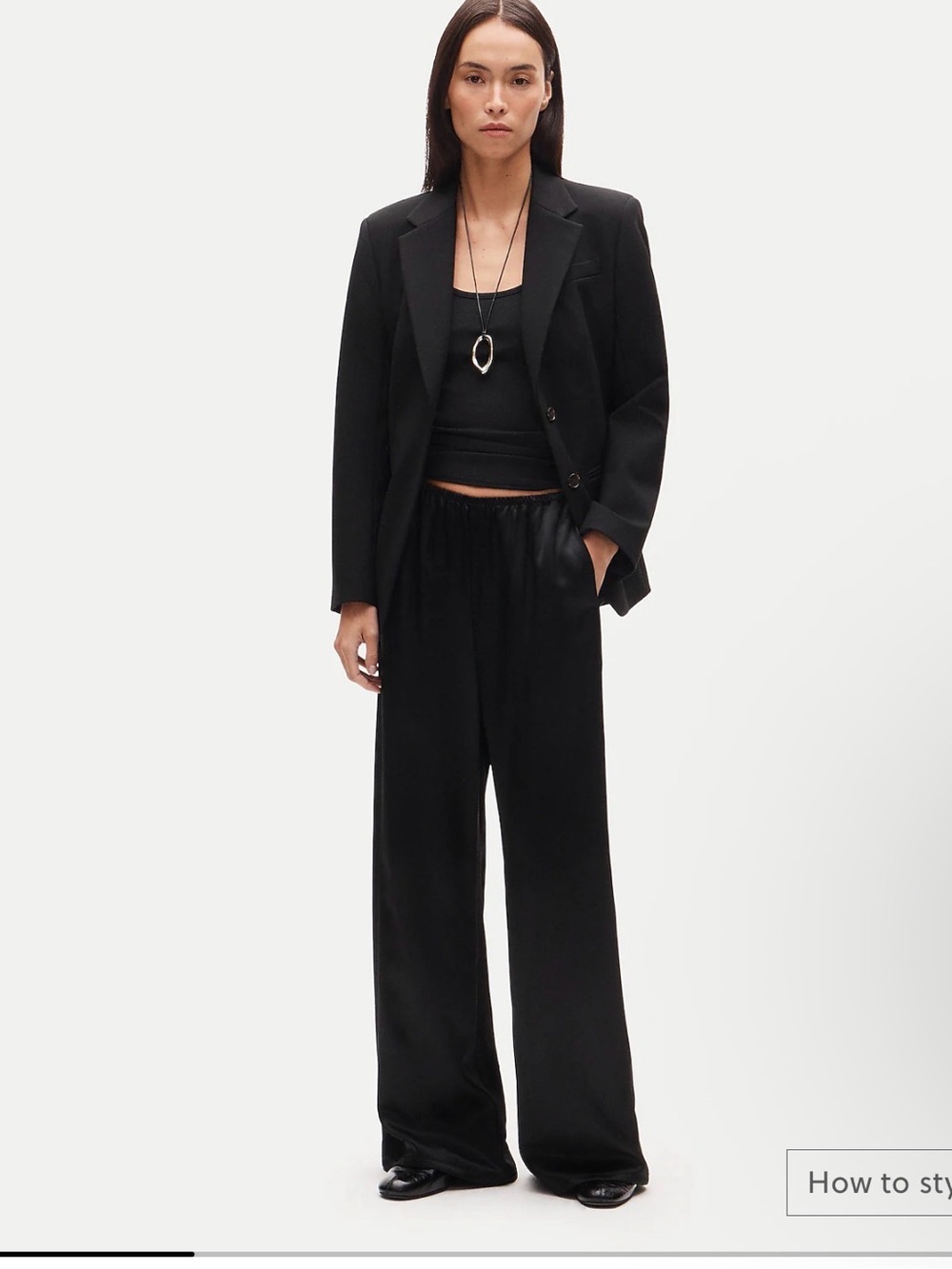 J. Crew Black Wide-Leg Satin Trousers